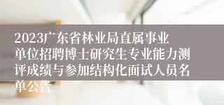 2023广东省林业局直属事业单位招聘博士研究生专业能力测评成绩与参加结构化面试人员名单公告
