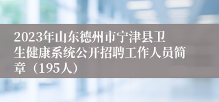 2023年山东德州市宁津县卫生健康系统公开招聘工作人员简章（195人）