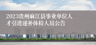 2023贵州麻江县事业单位人才引进递补体检人员公告