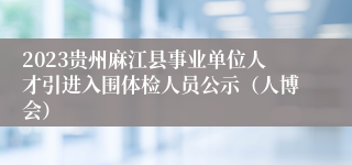 2023贵州麻江县事业单位人才引进入围体检人员公示（人博会）