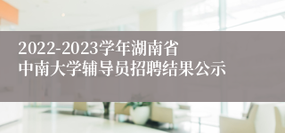 2022-2023学年湖南省中南大学辅导员招聘结果公示