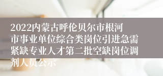 2022内蒙古呼伦贝尔市根河市事业单位综合类岗位引进急需紧缺专业人才第二批空缺岗位调剂人员公示
