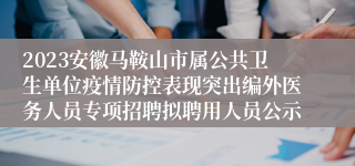 2023安徽马鞍山市属公共卫生单位疫情防控表现突出编外医务人员专项招聘拟聘用人员公示