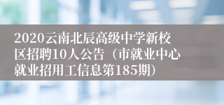 2020云南北辰高级中学新校区招聘10人公告（市就业中心就业招用工信息第185期）