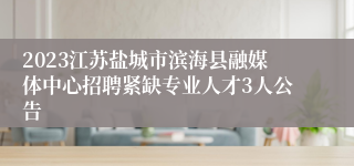 2023江苏盐城市滨海县融媒体中心招聘紧缺专业人才3人公告