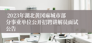  2023年湖北黄冈麻城市部分事业单位公开招聘讲解员面试公告