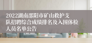 2022湖南邵阳市矿山救护支队招聘综合成绩排名及入围体检人员名单公告