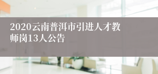 2020云南普洱市引进人才教师岗13人公告