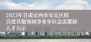 2023年甘肃定西市安定区拟引进其他领域事业单位急需紧缺人才公示