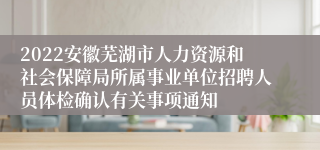 2022安徽芜湖市人力资源和社会保障局所属事业单位招聘人员体检确认有关事项通知