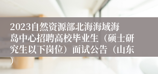 2023自然资源部北海海域海岛中心招聘高校毕业生（硕士研究生以下岗位）面试公告（山东）