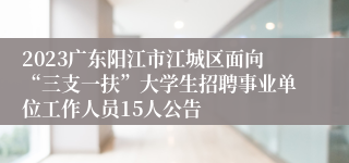 2023广东阳江市江城区面向“三支一扶”大学生招聘事业单位工作人员15人公告