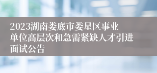 2023湖南娄底市娄星区事业单位高层次和急需紧缺人才引进面试公告 