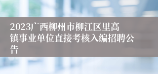 2023广西柳州市柳江区里高镇事业单位直接考核入编招聘公告