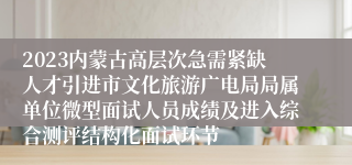 2023内蒙古高层次急需紧缺人才引进市文化旅游广电局局属单位微型面试人员成绩及进入综合测评结构化面试环节