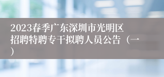 2023春季广东深圳市光明区招聘特聘专干拟聘人员公告（一）