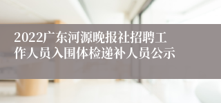 2022广东河源晚报社招聘工作人员入围体检递补人员公示 