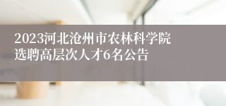 2023河北沧州市农林科学院选聘高层次人才6名公告