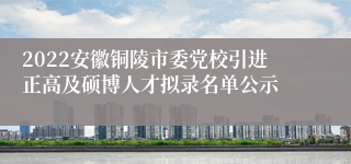 2022安徽铜陵市委党校引进正高及硕博人才拟录名单公示