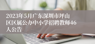 2023年5月广东深圳市坪山区区属公办中小学招聘教师46人公告