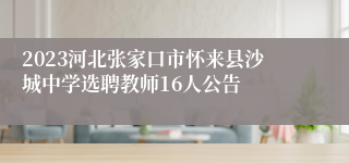 2023河北张家口市怀来县沙城中学选聘教师16人公告