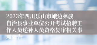 2023年四川乐山市峨边彝族自治县事业单位公开考试招聘工作人员递补人员资格复审相关事项公告