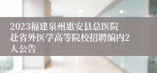 2023福建泉州惠安县总医院赴省外医学高等院校招聘编内2人公告