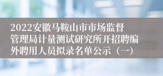 2022安徽马鞍山市市场监督管理局计量测试研究所开招聘编外聘用人员拟录名单公示（一）