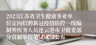 2023江苏省卫生健康事业单位定向招聘新冠疫情防控一线编制外医务人员连云港市卫健委部分直属单位笔试成绩公布