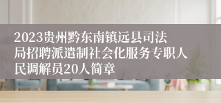 2023贵州黔东南镇远县司法局招聘派遣制社会化服务专职人民调解员20人简章