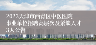 2023天津市西青区中医医院事业单位招聘高层次及紧缺人才3人公告