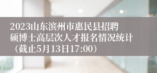 2023山东滨州市惠民县招聘硕博士高层次人才报名情况统计（截止5月13日17:00）