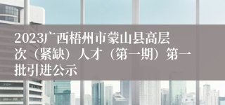 2023广西梧州市蒙山县高层次（紧缺）人才（第一期）第一批引进公示