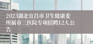 2023湖北宜昌市卫生健康委所属市三医院专项招聘12人公告