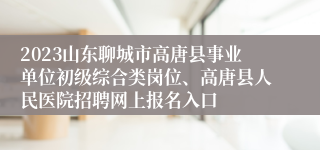 2023山东聊城市高唐县事业单位初级综合类岗位、高唐县人民医院招聘网上报名入口