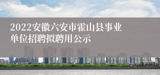 2022安徽六安市霍山县事业单位招聘拟聘用公示