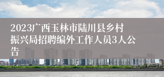 2023广西玉林市陆川县乡村振兴局招聘编外工作人员3人公告