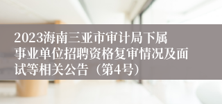 2023海南三亚市审计局下属事业单位招聘资格复审情况及面试等相关公告（第4号）