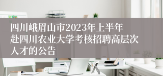 四川峨眉山市2023年上半年赴四川农业大学考核招聘高层次人才的公告