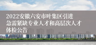 2022安徽六安市叶集区引进急需紧缺专业人才和高层次人才体检公告