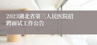 2023湖北省第三人民医院招聘面试工作公告