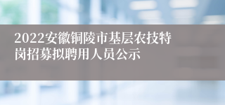 2022安徽铜陵市基层农技特岗招募拟聘用人员公示