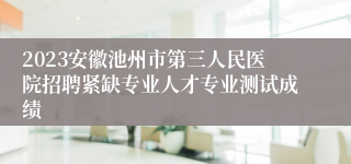 2023安徽池州市第三人民医院招聘紧缺专业人才专业测试成绩