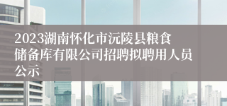 2023湖南怀化市沅陵县粮食储备库有限公司招聘拟聘用人员公示