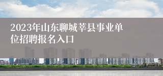 2023年山东聊城莘县事业单位招聘报名入口