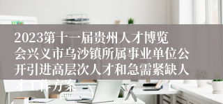 2023第十一届贵州人才博览会兴义市乌沙镇所属事业单位公开引进高层次人才和急需紧缺人才工作方案
