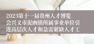 2023第十一届贵州人才博览会兴义市泥凼镇所属事业单位引进高层次人才和急需紧缺人才工作方案