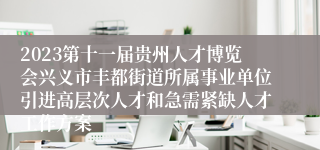 2023第十一届贵州人才博览会兴义市丰都街道所属事业单位引进高层次人才和急需紧缺人才工作方案