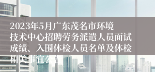 2023年5月广东茂名市环境技术中心招聘劳务派遣人员面试成绩、入围体检人员名单及体检相关事宜公告