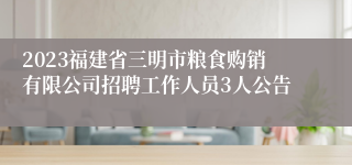 2023福建省三明市粮食购销有限公司招聘工作人员3人公告